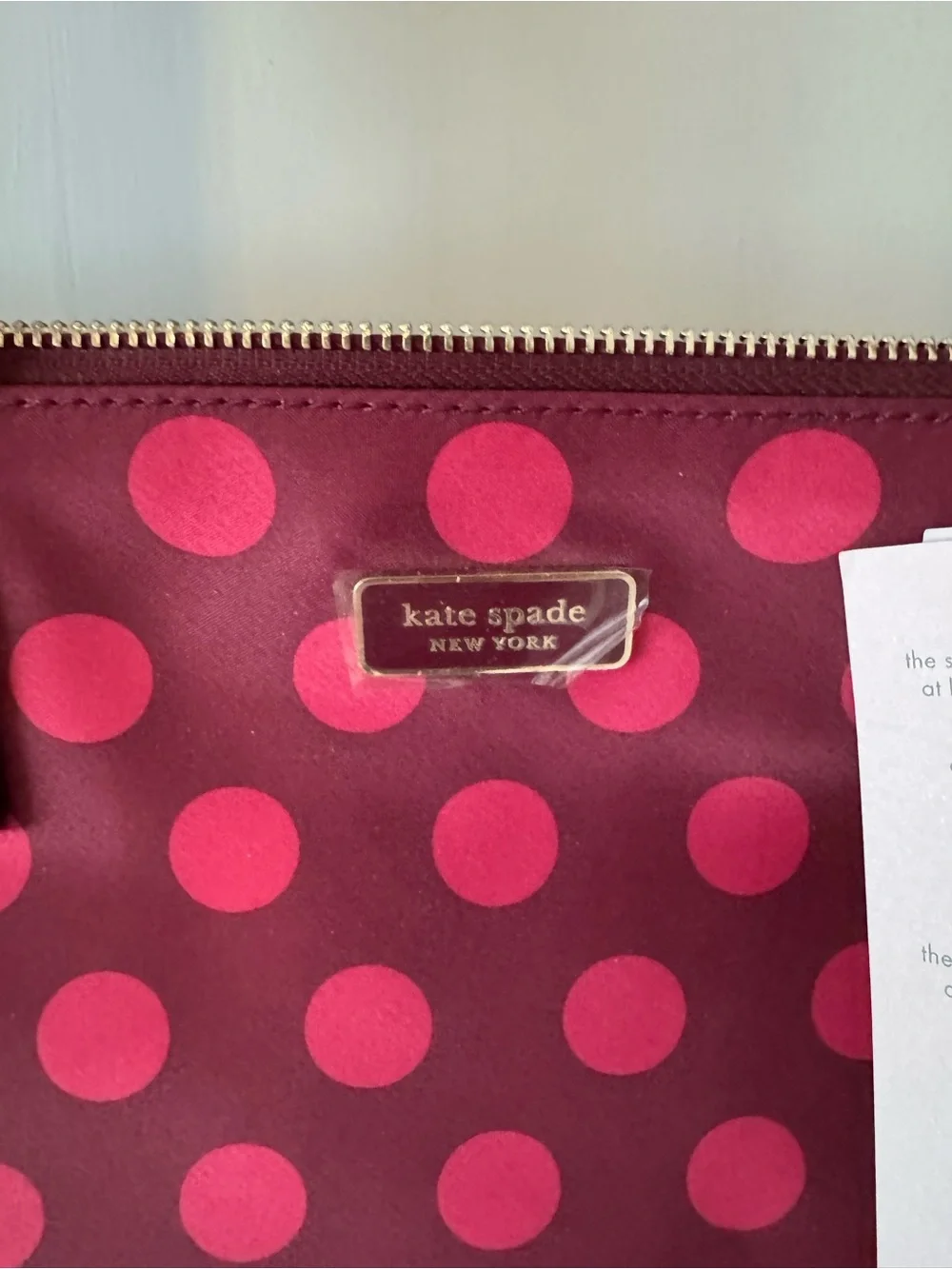 kate spade New York Hayden Burgundy and Pink Polka Dot Tote Bag